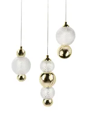3 Light Pendant Lamp SORA LED Glass Gold_1033950