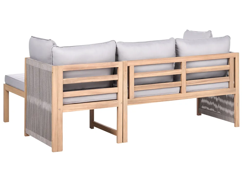 Garden Corner Sofa with Table 3 Seater ARABBA Certified Acacia Wood Grey Left Hand_1049511