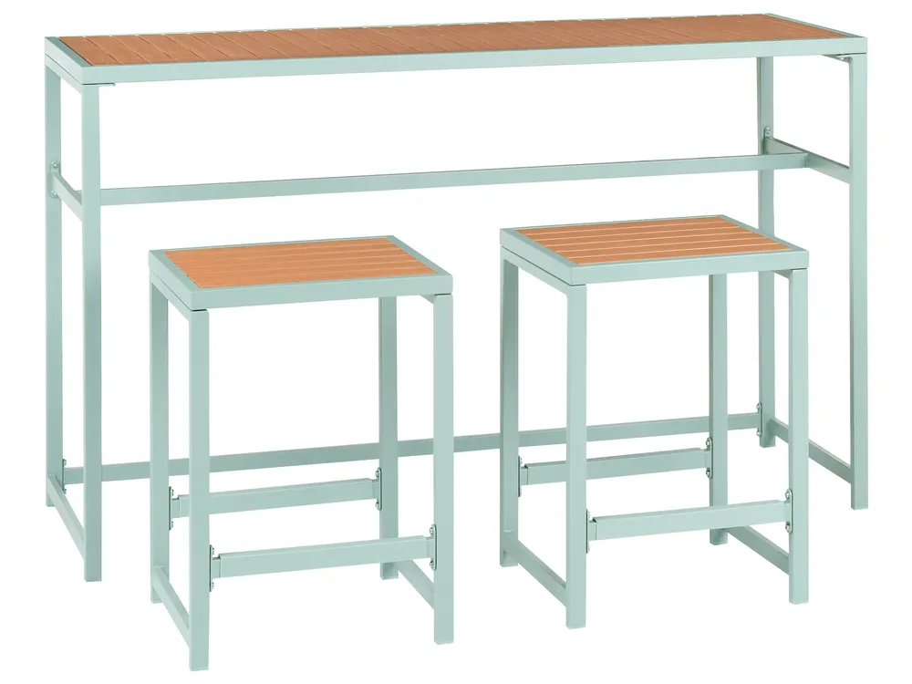 Garden Bar Set 2 Seater AVETRANA Metal Light Green
