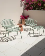 Set med 2 trädgårdsstolar CASPERIA med fotpall Grön_1032448