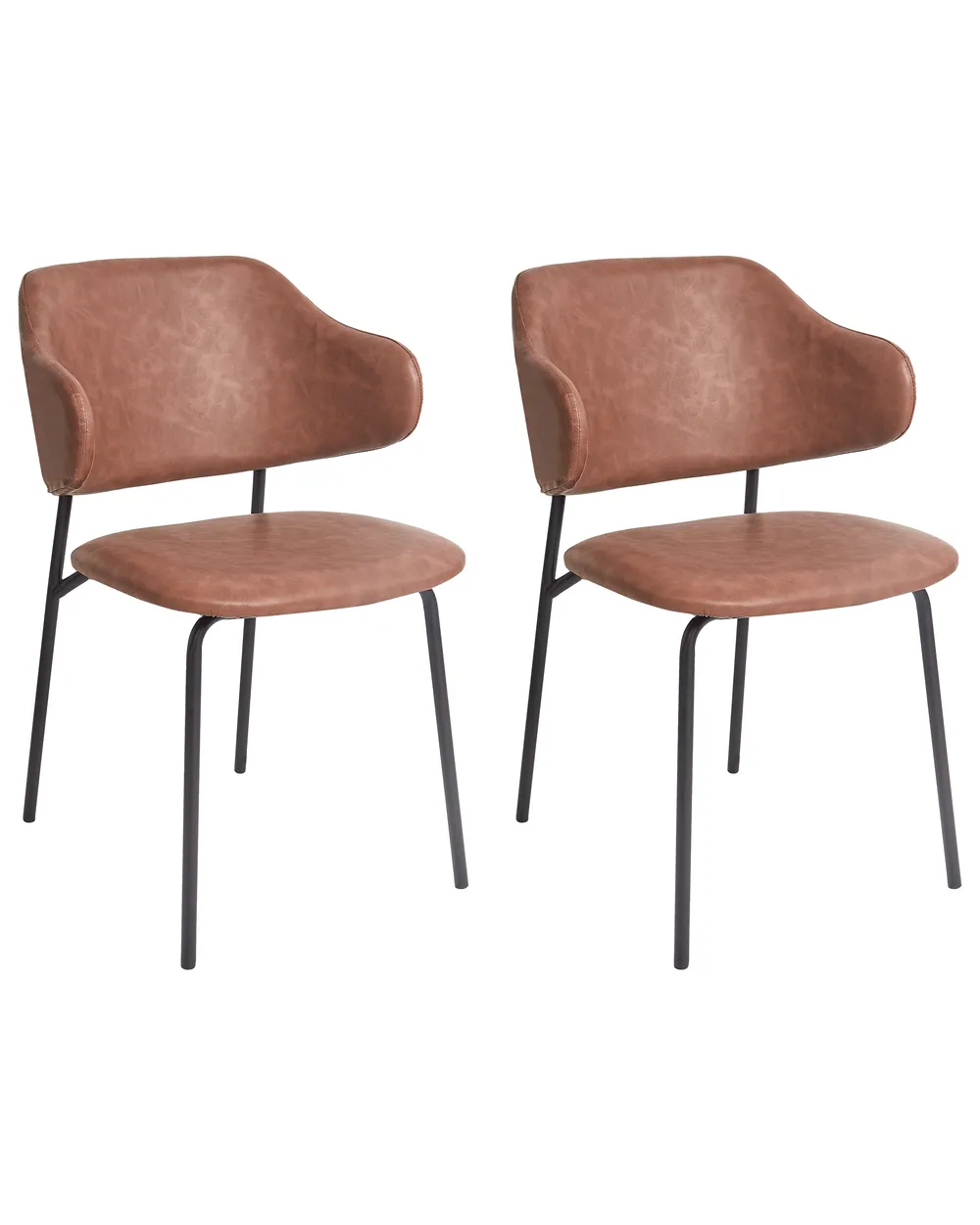 Set of 2 Dining Chairs KENAI Faux Leather Brown_939007