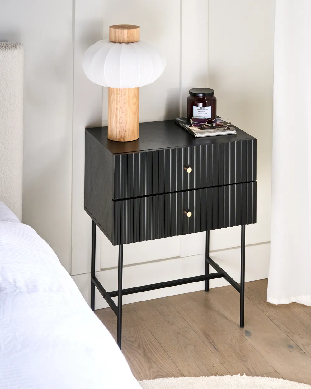 2 Drawer Bedside Table COVENTRY Black/ Gold