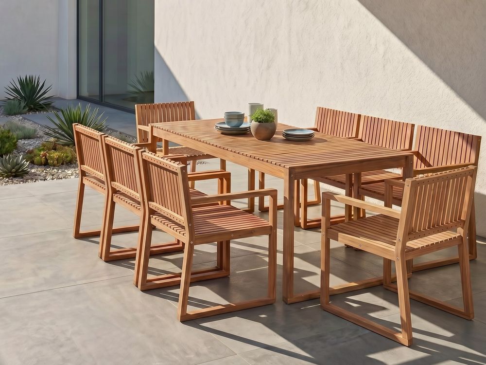 Garden Dining Set 8 Seater SASSARI II Certified Acacia Wood Light Brown