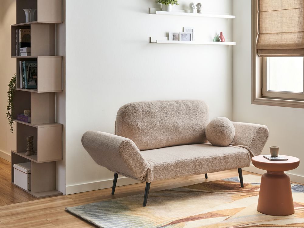 Bäddsoffa 2-sits DOROTEA Bouclé Beige