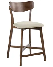 Set of 2 Bar Chairs HOLLY Wood Brown/ Beige_1060326