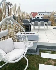 Hanging Chair with Stand FANO PE Rattan White_807406