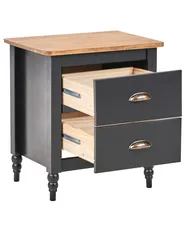 2 Drawer Bedside Table SHILLINGTON Pine Wood Brown/ Black_966345