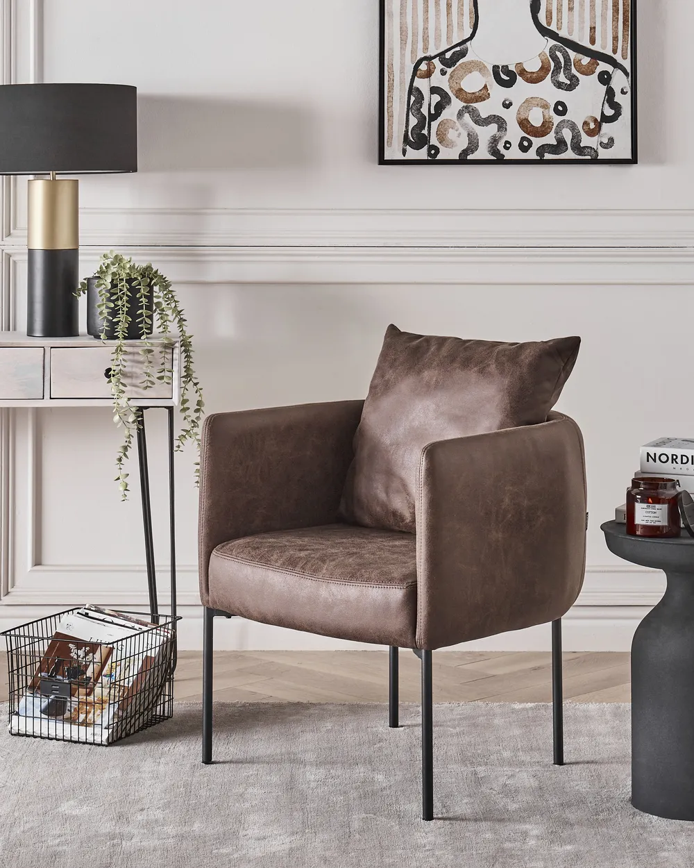 Armchair MALMOS Faux Leather Dark Brown