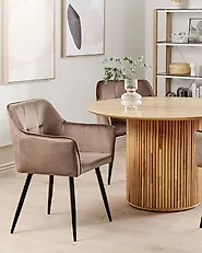 Set med 2 matstolar JASMIN Sammet Brun_1182820