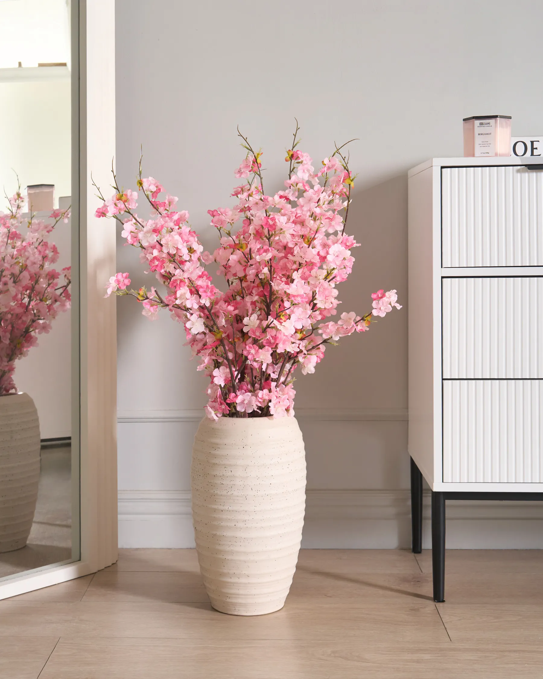 Konstgjord blomsterbukett NEBRA 95 cm Rosa_1028587
