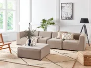 Garden Sofa with Ottoman 4 Seater AREZZO Modular Beige_848089
