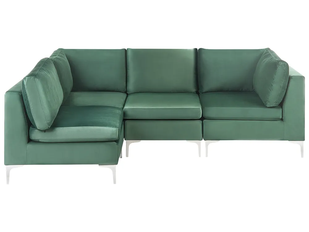 Modular Corner Sofa 4 Seater EVJA Velvet Green Right Hand