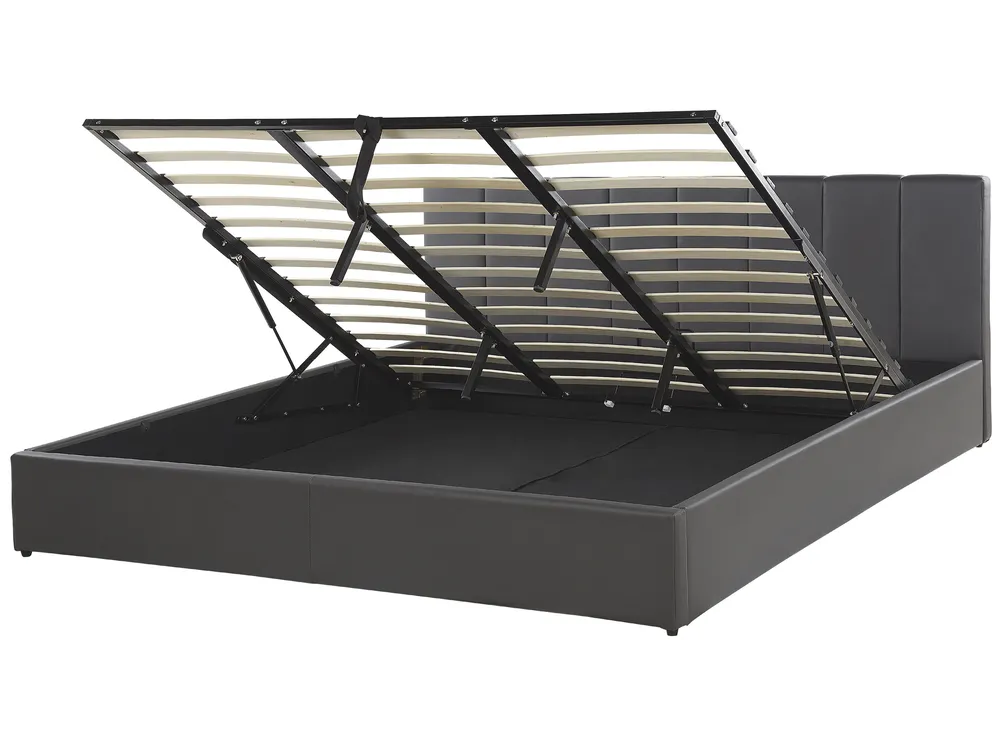 Ottoman Bed DREUX Faux Leather Dark Grey 180 x 200 cm (EU Super King)
