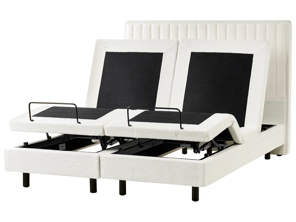 Justerbar säng Bouclé DUKE II 160 x 200 cm Off-White_1026085