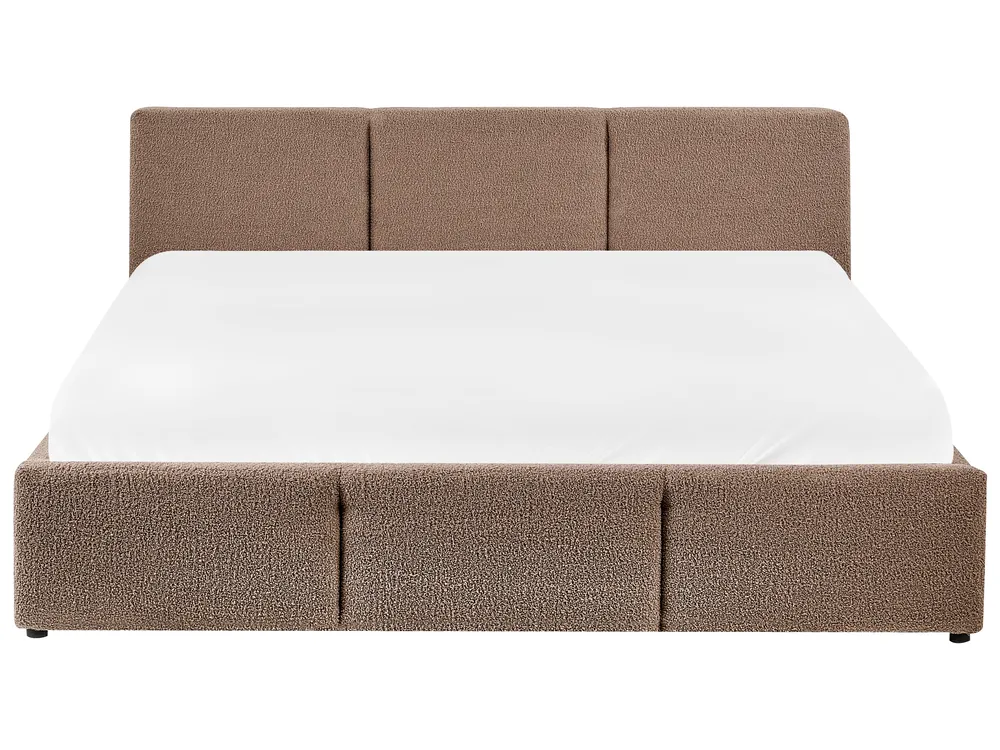 Säng med förvaring BOUSSE Bouclé Taupe 160 x 200 cm_980158