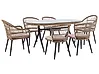 Garden Dining Set 6 Seater ALIANO with Cushions PE Rattan Pastel Pink