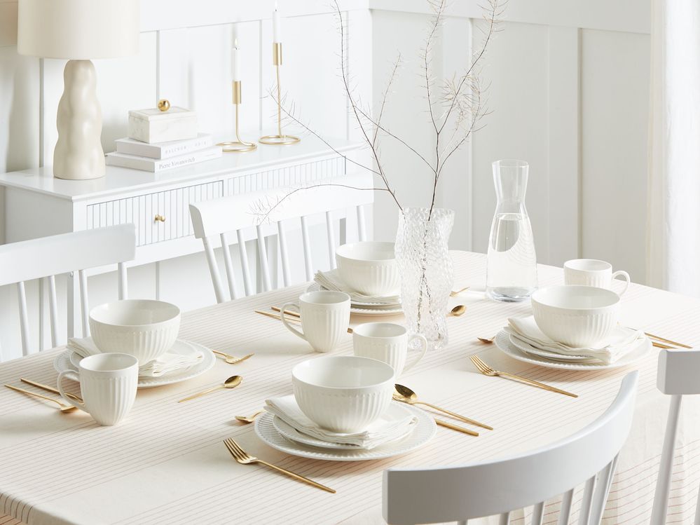Set of 16 Dinnerware COWSLIP Porcelain White