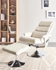 Massage Chair LEGEND with Footstool Faux Leather Light Beige_1013983