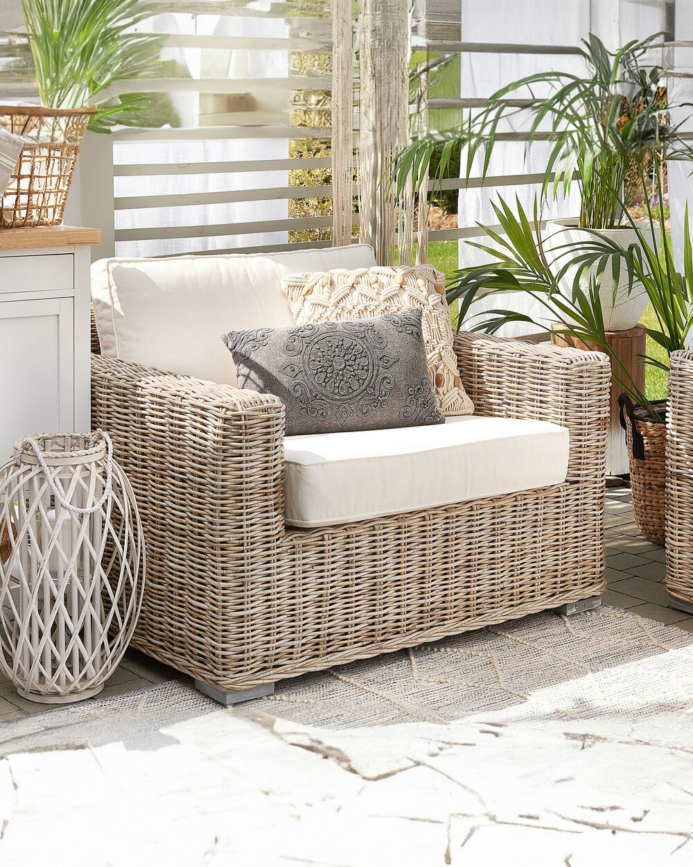 Garden Armchair ARDEA Rattan Light Brown