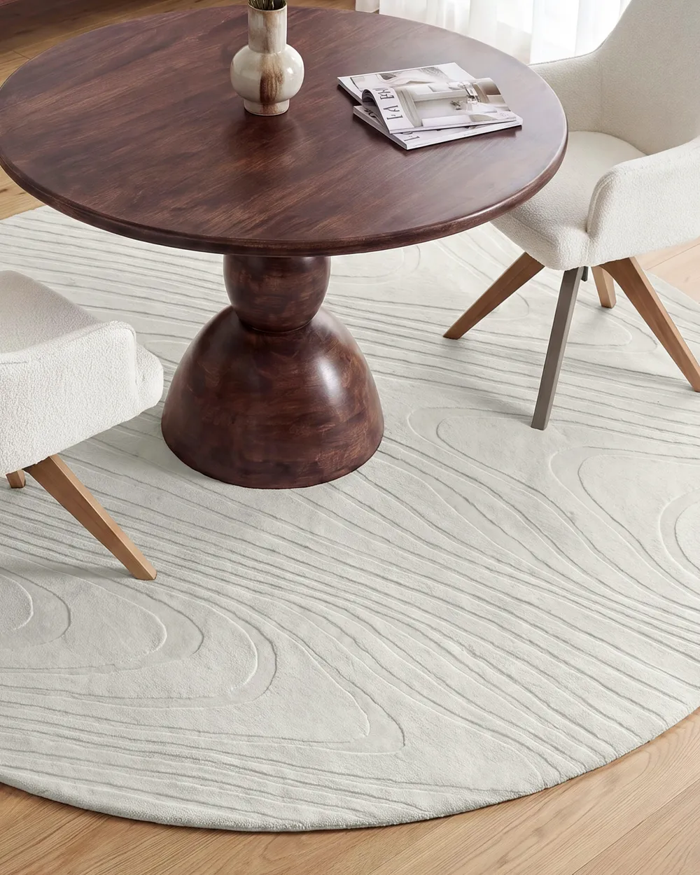 Faux Fur Rug ONTAKE Off-White ø 160 cm