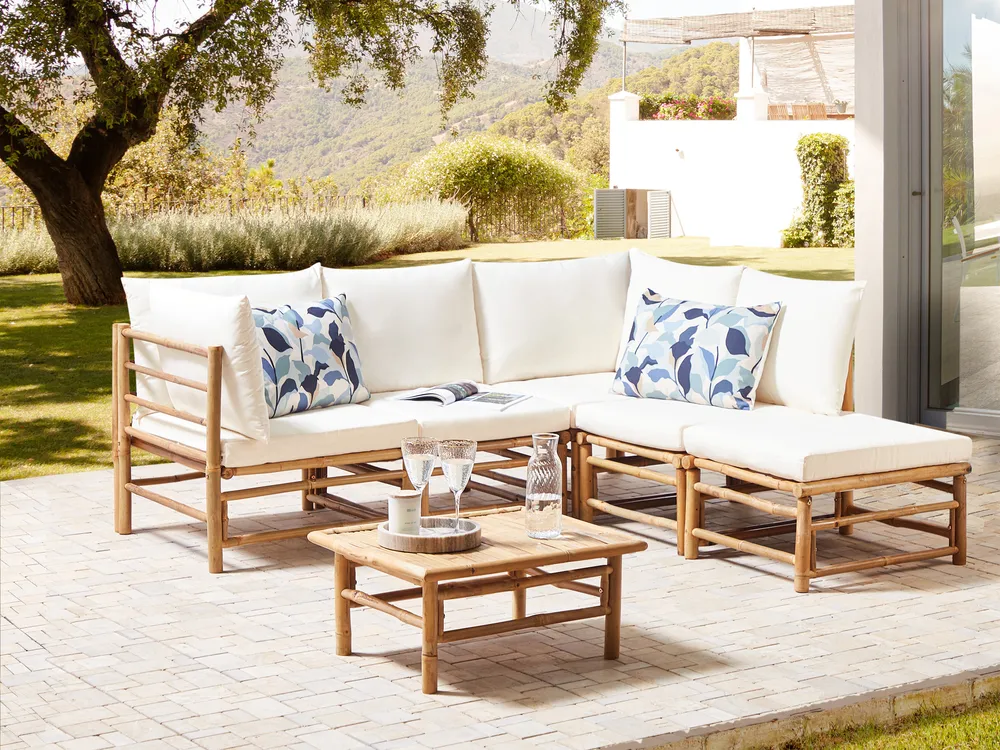 Garden Ottoman CERRETO Bamboo Off-White_919679