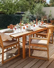 Extending Garden Dining Table CESANA 180/240 cm 100 cm Acacia Wood Light Brown_1017667