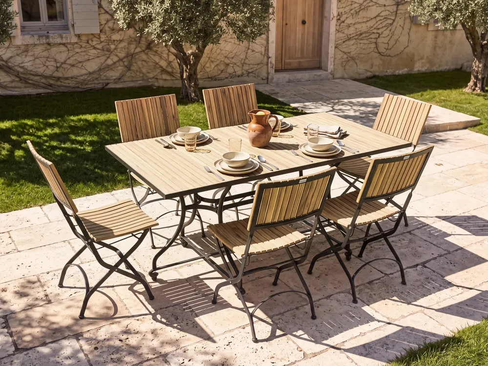 Garden Dining Table LASCARI 160 cm 90 cm Acacia Wood Light Brown