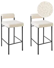Set of 2 Bar Chairs AMAYA Boucle Off-White_928336