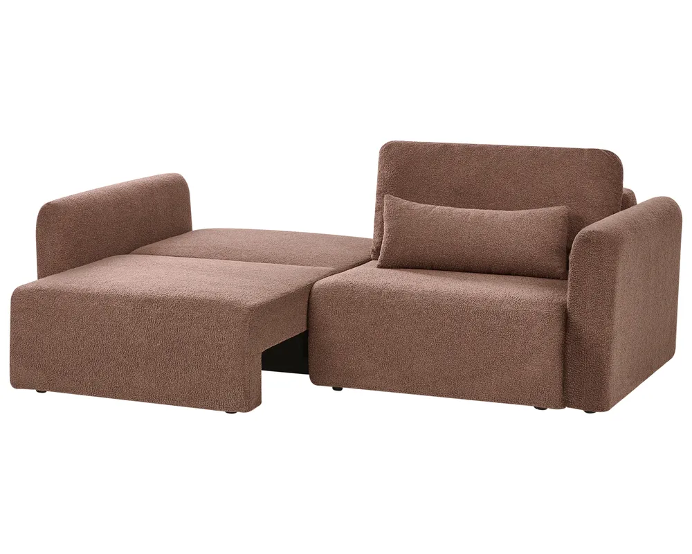 Bäddsoffa 3-sits VAXHOLM med förvaring Bouclé Brun_1028305