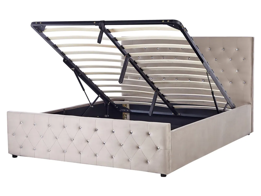 Ottoman Bed AMIENS Velvet Taupe 160 x 200 cm (EU King Size)