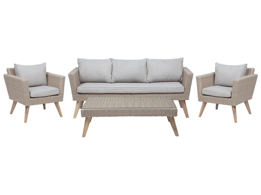 Garden Lounge Set with Table 5 Seater VITTORIA PE Rattan Grey