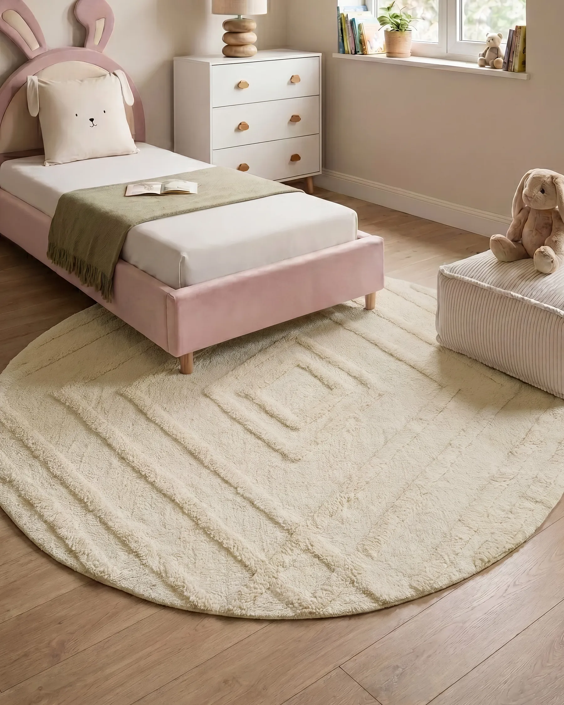 Kids Rug TURTUK  Light Beige ø 160 cm Cotton_1155199