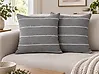 Set of 2 Decorative Cushions MILAS 50 x 50 cm Linen Grey Striped