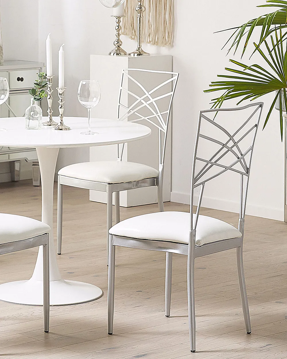 Ruokatuolisetti 2 kpl GIRARD Metalli Hopea