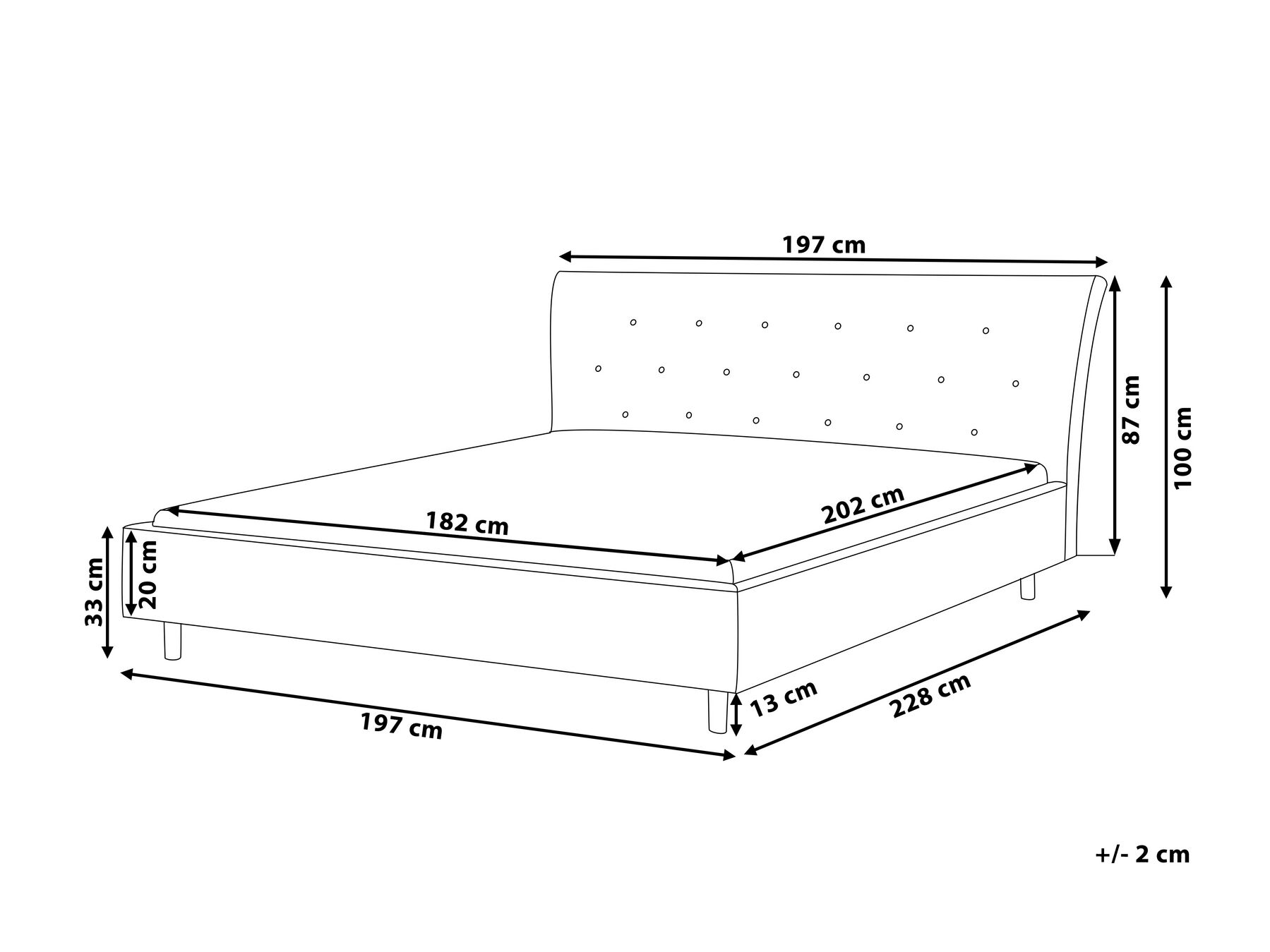 Bed Fabric SAVERNE 180 x 200 cm (EU Super King) Light Grey_718388