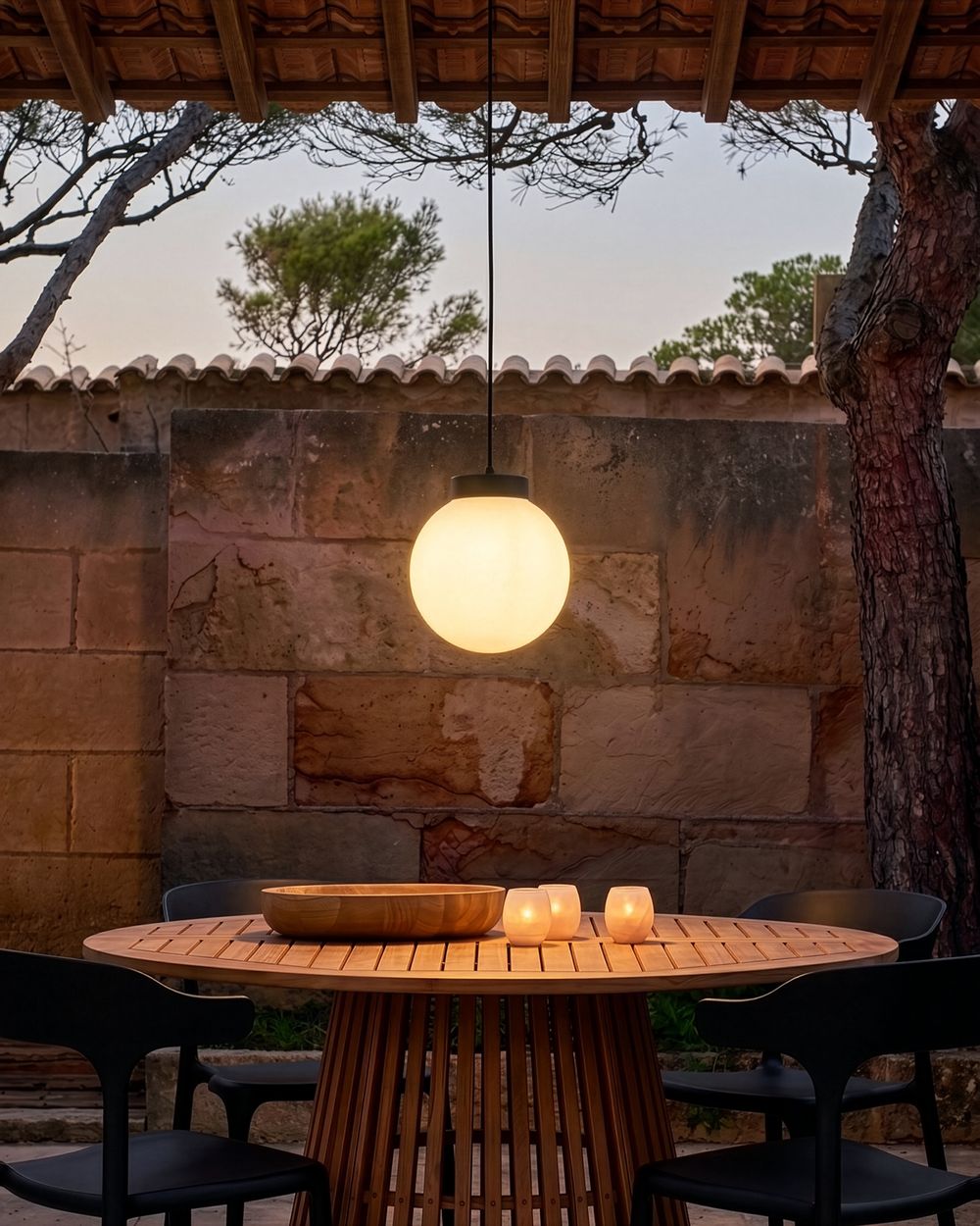 Outdoor Pendant Lamp KULSI Metal Black