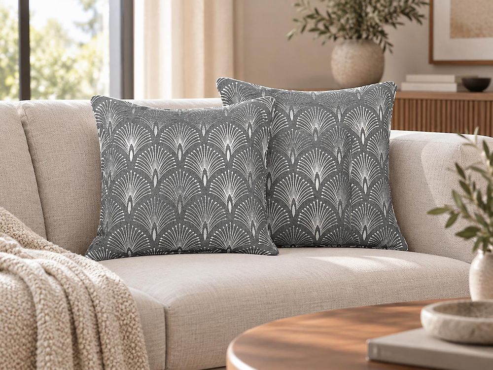 Koristetyynysetti 2 kpl HOYA 45 x 45 cm Puuvilla Harmaa Geometrinen kuvio