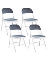 Set of 4 Folding Chairs SPARKS Metal Dark Grey/ White