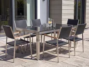 Garden Dining Set 6 Seater GROSSETO Triple Plate Basalt Flamed Black_465302