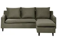 Corner Sofa 3 Seater ELVENES Velvet Dark Green Left Hand_966787