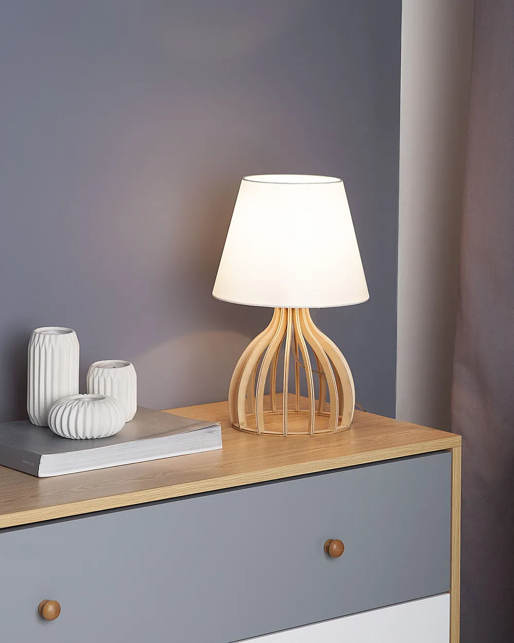 Table Lamp AGUEDA Brown/ White