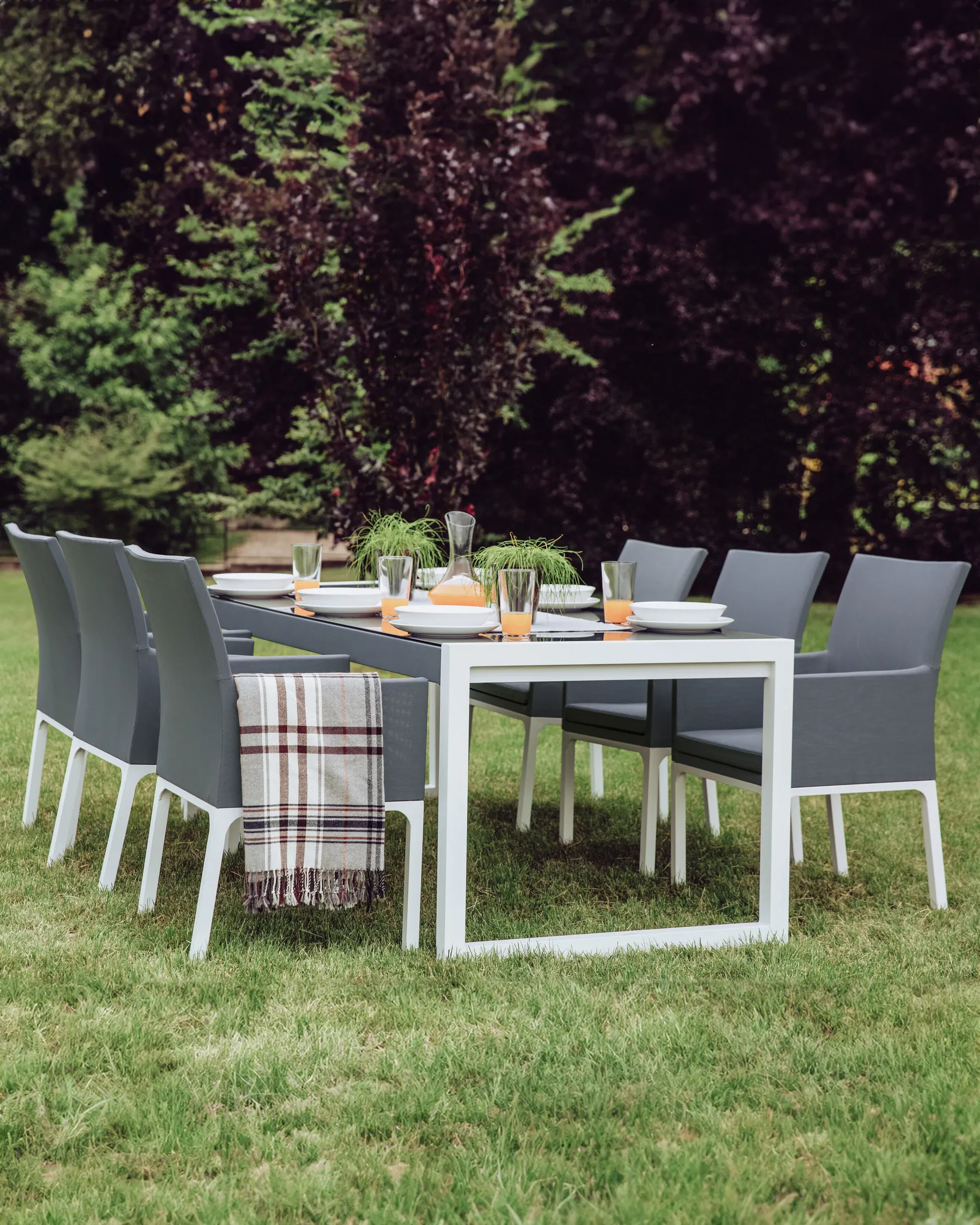 Set of 6 Garden Chairs BACOLI Fabric Dark Grey_825763