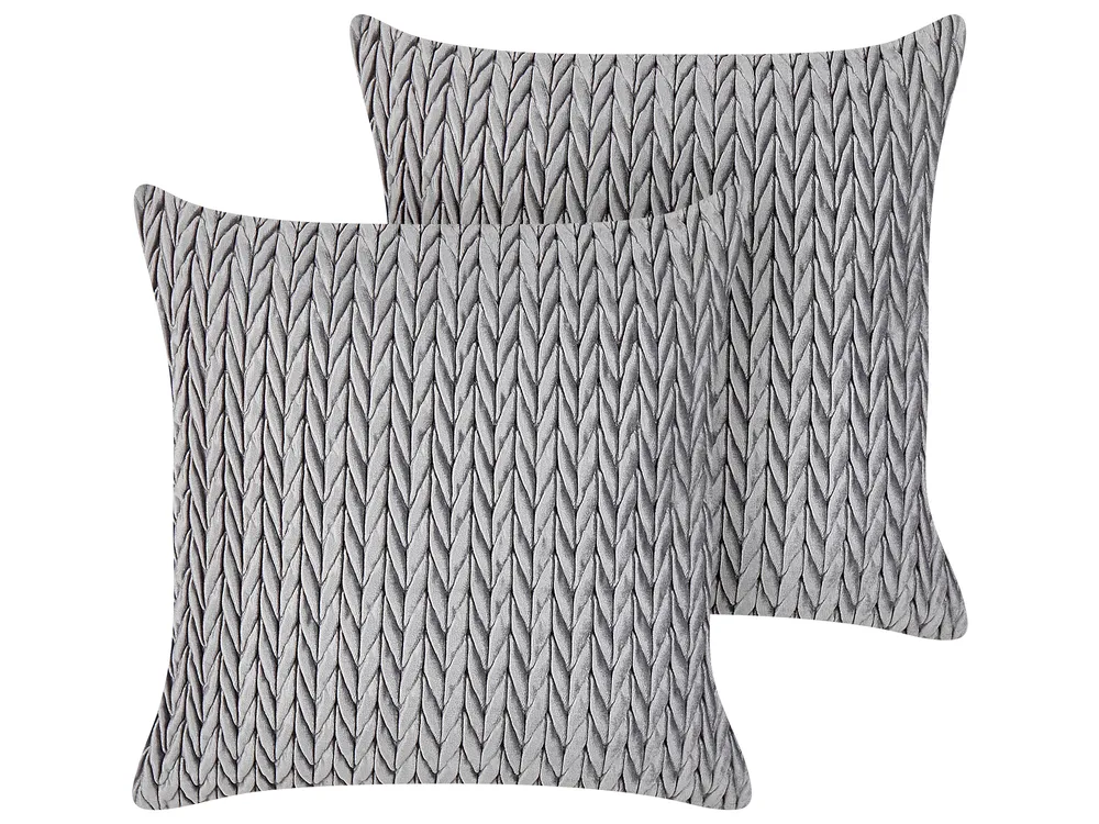 Set of 2 Decorative Cushions ECLIPTA 45 x 45 cm Grey Solid