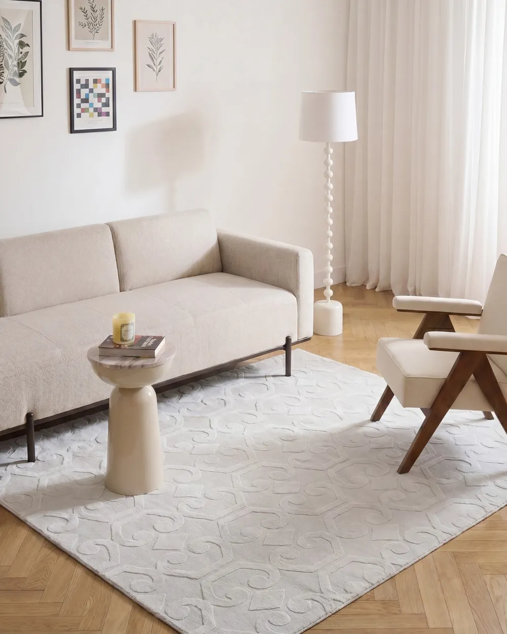 Rug GANNETT Light Grey 160 x 160 cm