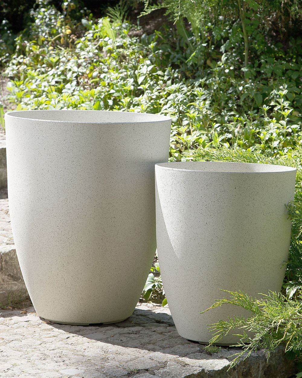 Sett med 2 plantepotter CROTON 35 cm Off white