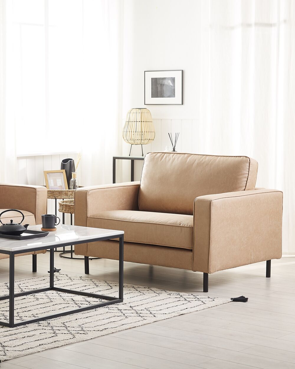Lenestol SAVALEN Kunstskinn Beige
