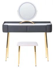 Dressing Table with Mirror and Stool SURIN LED Grey_1136212