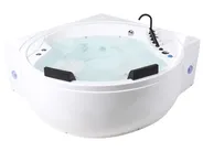 Hörnbubbelbadkar med LED MANRESA 225 x 160 cm med inbyggd Bluetooth-högtalare Vit_1029627