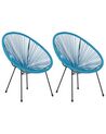 Set of 2 Garden Chairs ACAPULCO II PE Rattan Blue