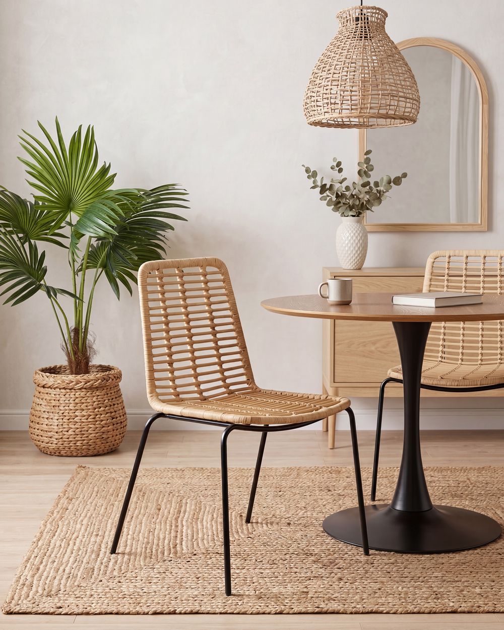Set of 2 Dining Chairs TAOS Rattan Natural